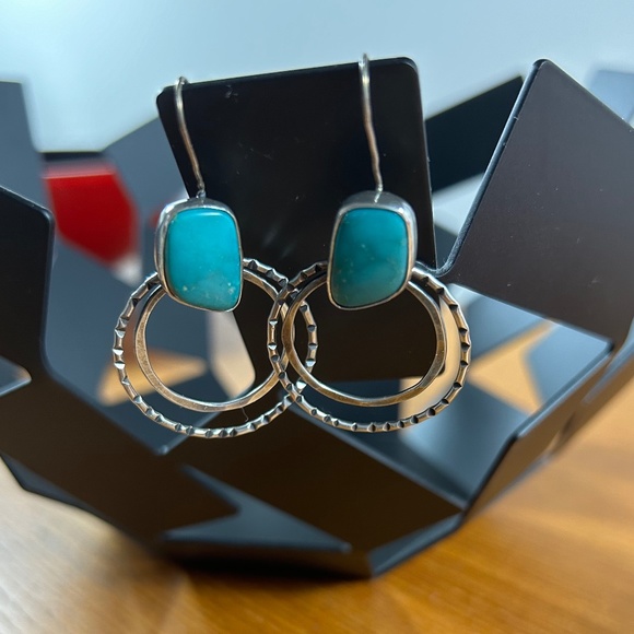 New Turquoise & Sterling Silver Earrings - Picture 1 of 2